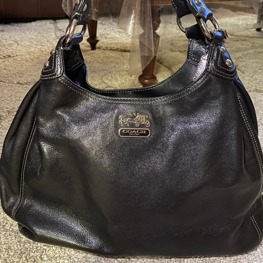 Coach Black Leather Hobo Bag